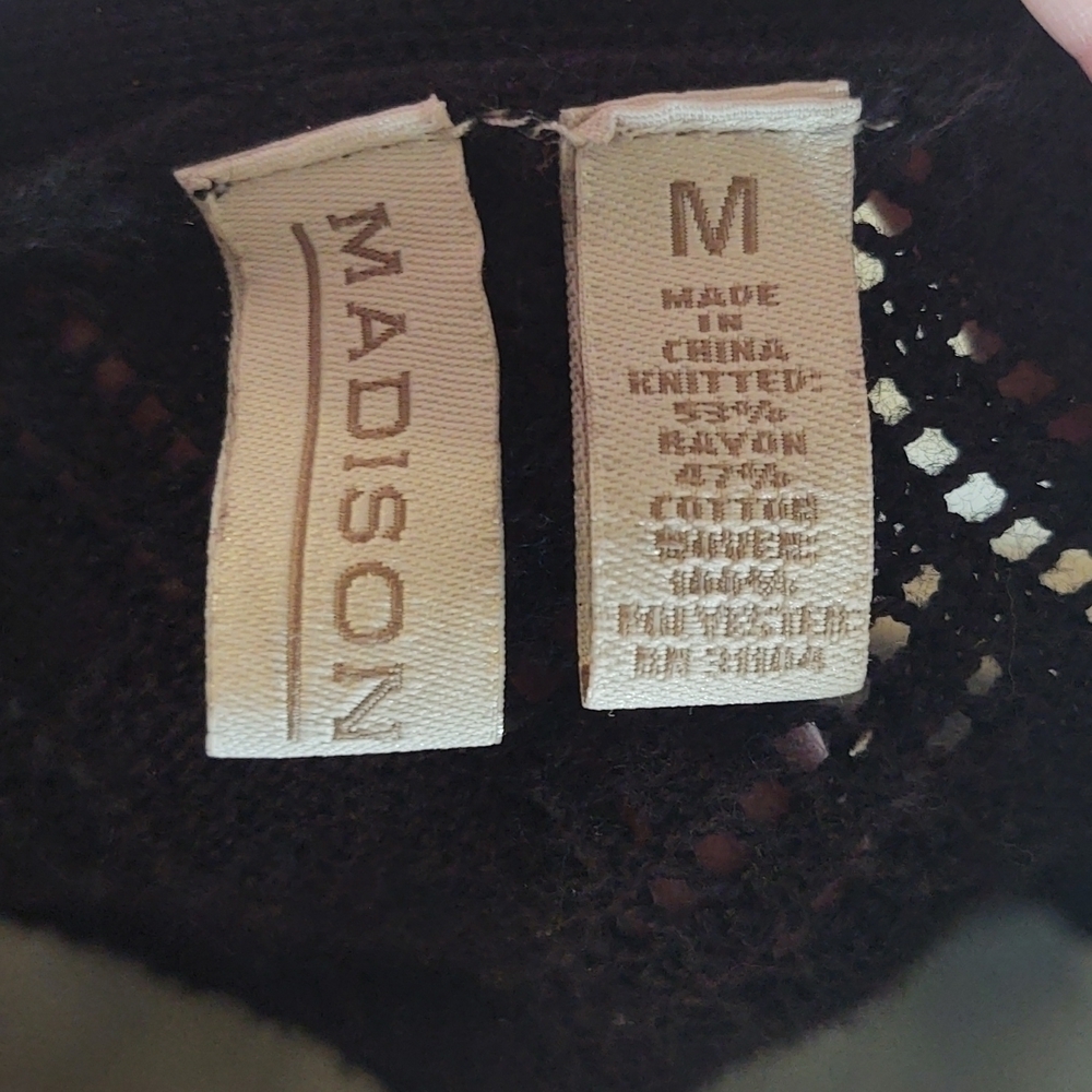 Madison Women's Black Cardigan with Sheer Back - Picture 5 of 8